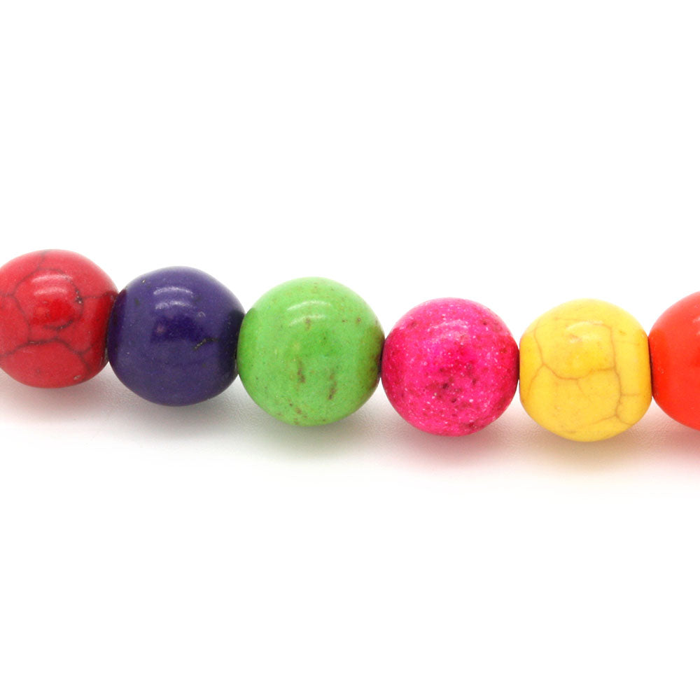 Dyed Howlite Round Beads 10mm Multicolour - 35cm Strand