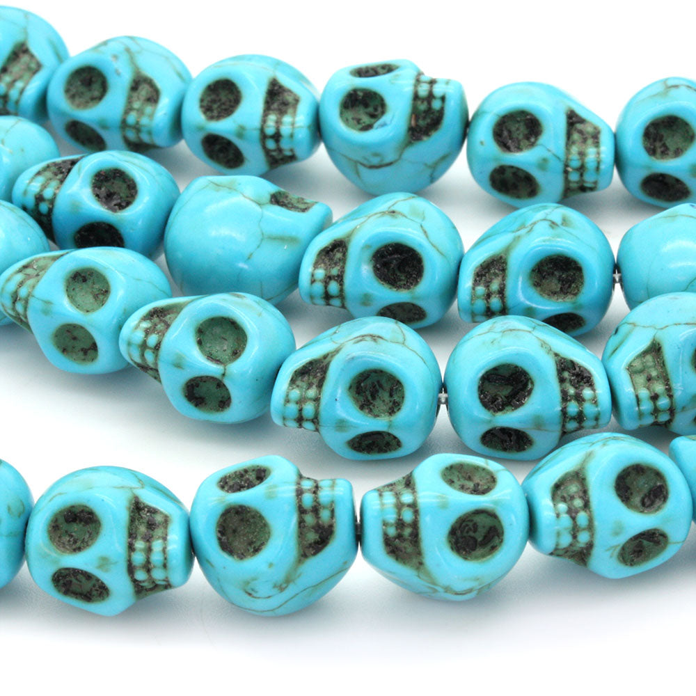 Dyed Howlite Skull Beads Turquoise - 35cm Strand
