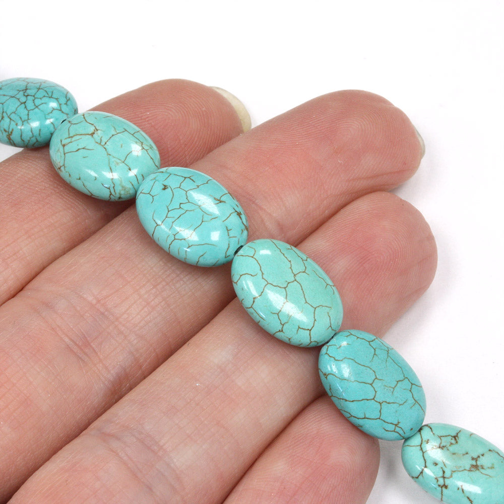 Dyed Howlite Flat Oval Beads 10x14mm - 35cm Strand
