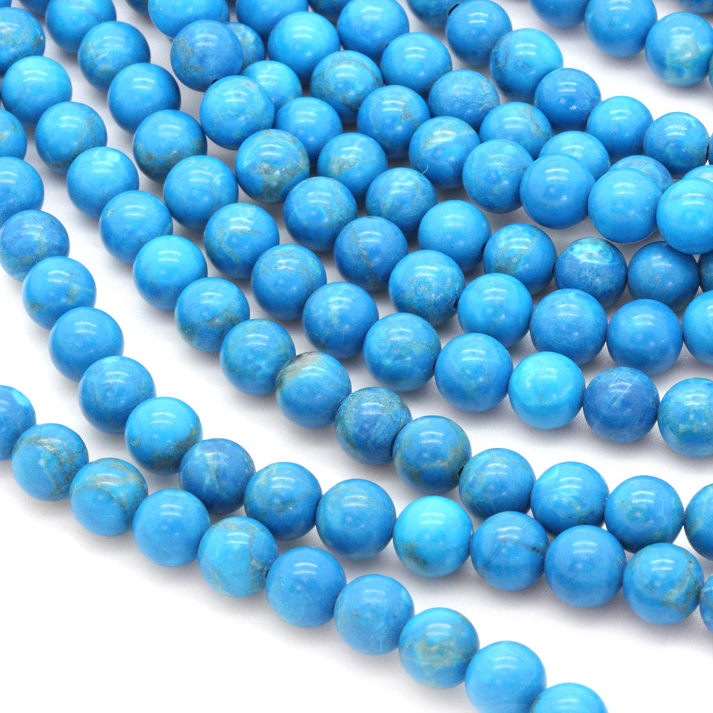 Dyed Howlite Round Beads Turquoise 6mm - String of 35cm