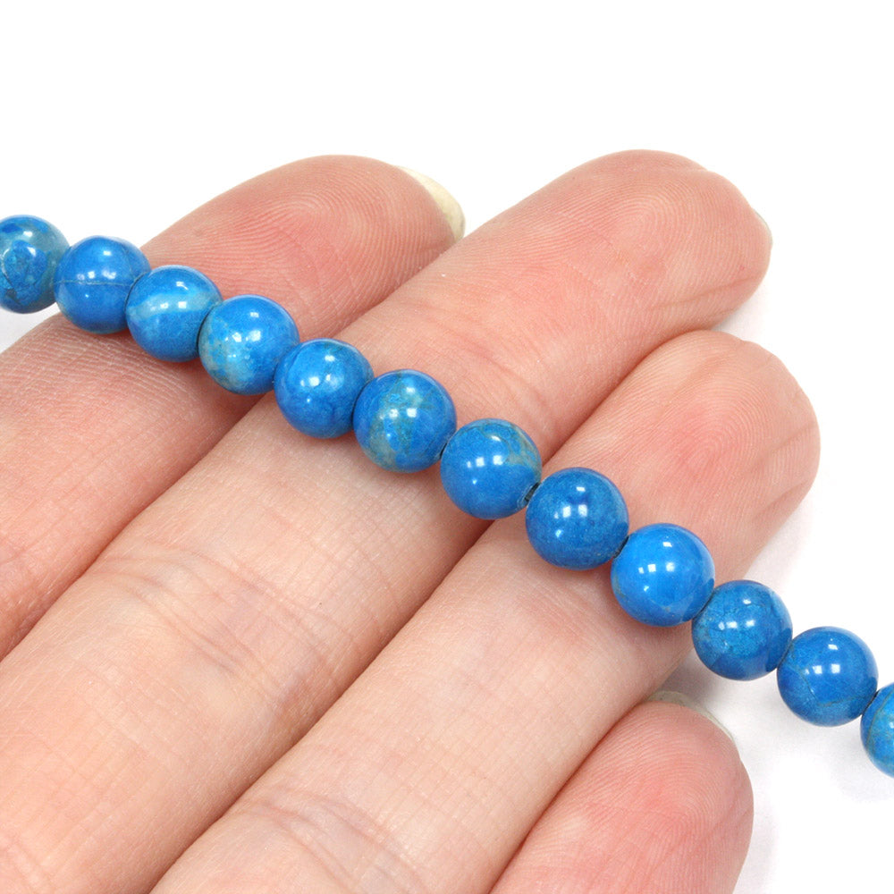 Dyed Howlite Round Beads Turquoise 6mm - String of 35cm