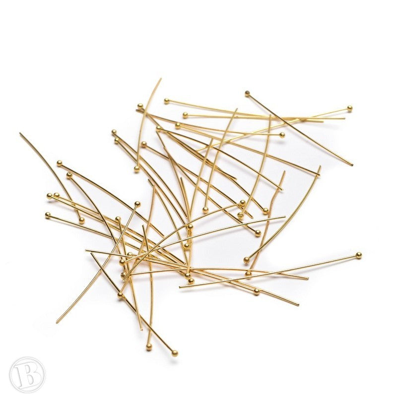 Ball Headpin Gold Plated Metal 50x0.7mm-Pack of 50