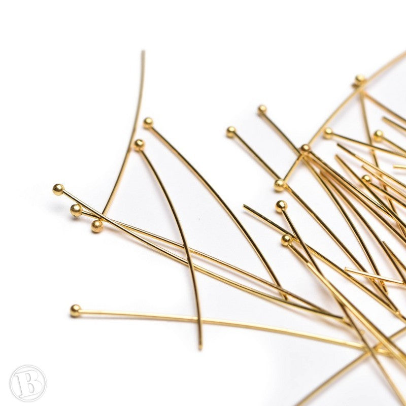Ball Headpin Gold Plated Metal 50x0.7mm-Pack of 50