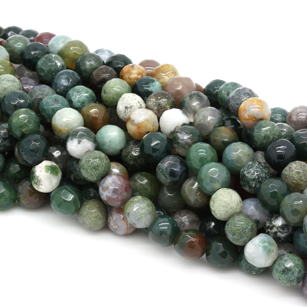Indian Agate Faceted Round Beads 8mm - 35cm Strand