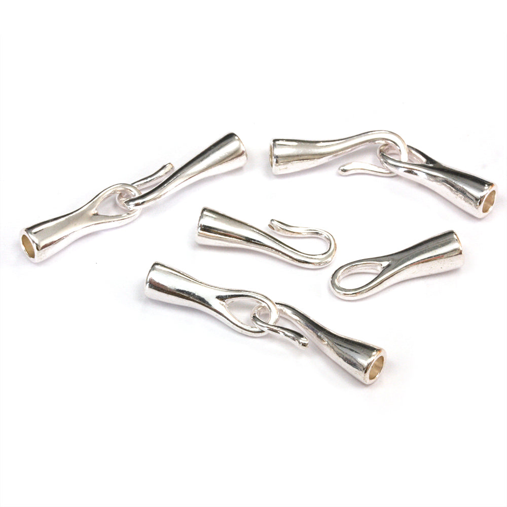 Glue In Hook Clasp Silver Plated 19x6mm - Pack of 20