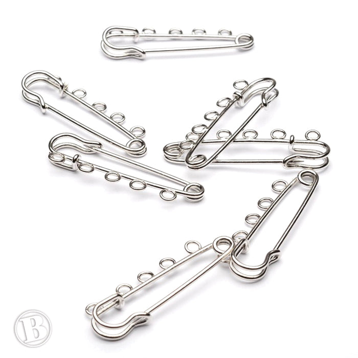 Kilt Pin 5 Hooks Silver Plated 50mm-Pack of 10
