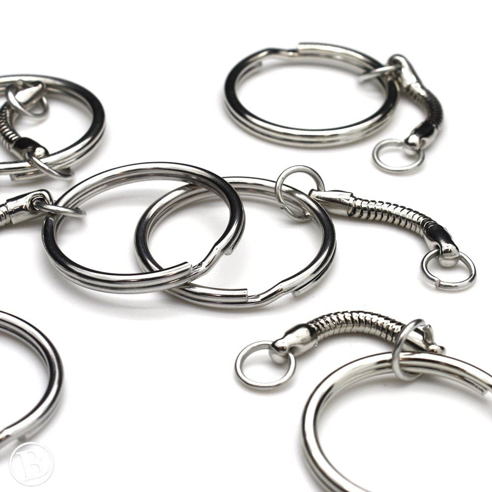 Silver Color Key Ring Key Ring Silver Plated Metal 30mm-Pack of 20