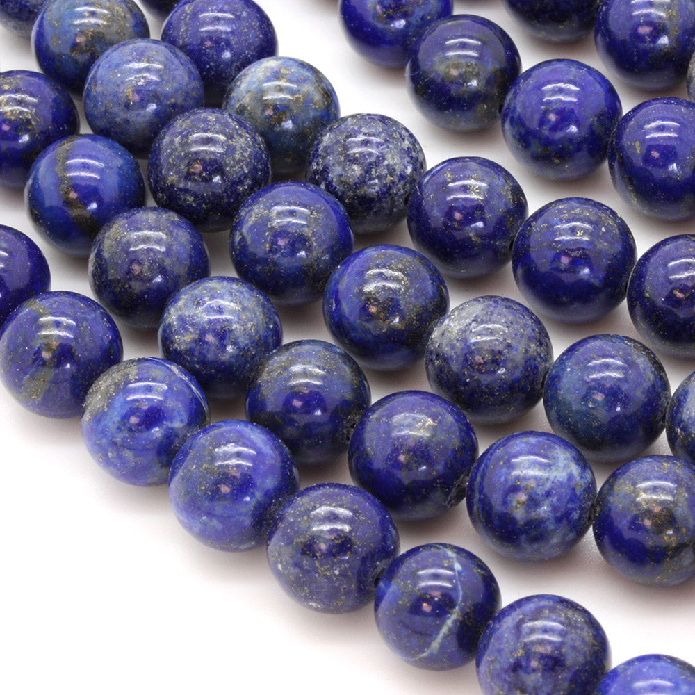 Natural Lapis Lazuli Smooth Round Beads 10mm Strand of 35cm
