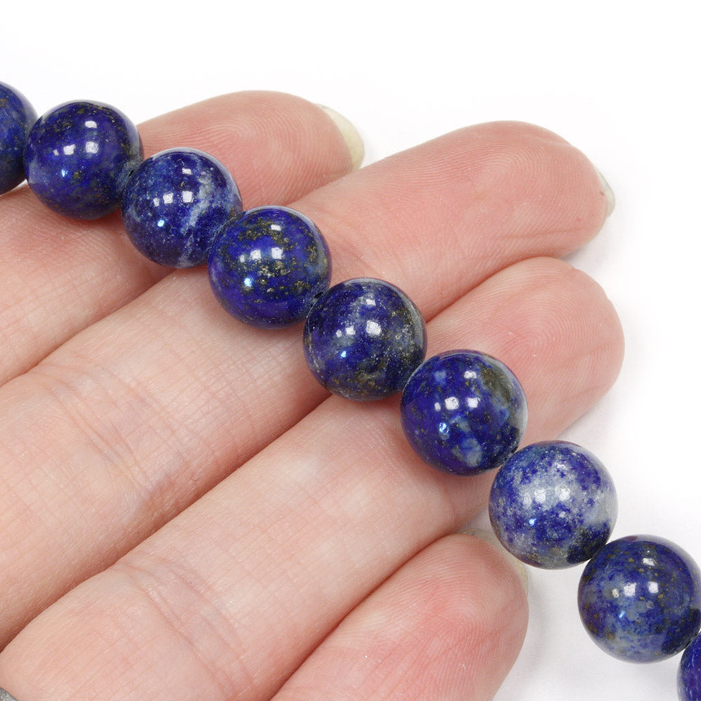 Natural Lapis Lazuli Smooth Round Beads 10mm - Strand of 35cm