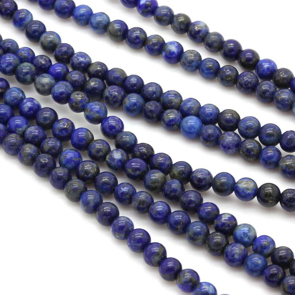Natural Lapis Lazuli Smooth Round Beads 4mm - Strand of 35cm
