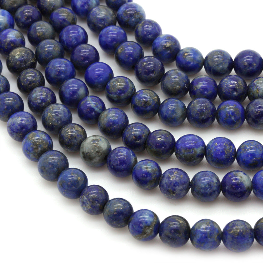 Natural Lapis Lazuli Smooth Round Beads 6mm - Strand of 35cm