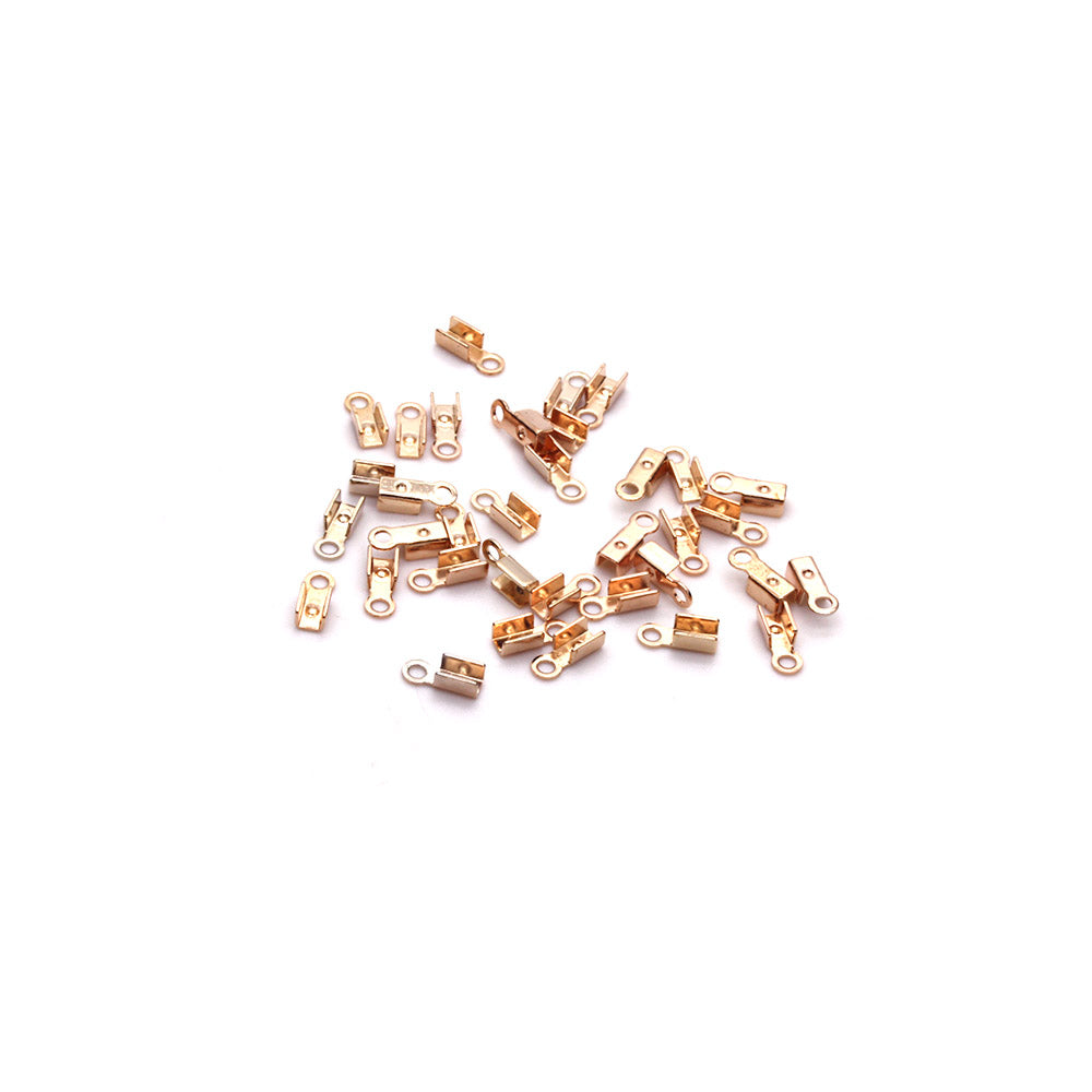 Flat Leather Crimp Rose Gold Plated 3x9mm - Pack of 100