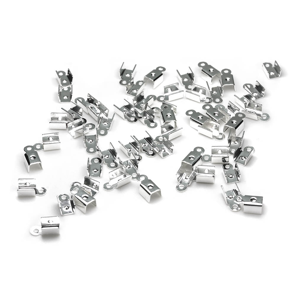 Leather Crimp Flat Silver Plated Metal 4.5x9mm-Pack of 100