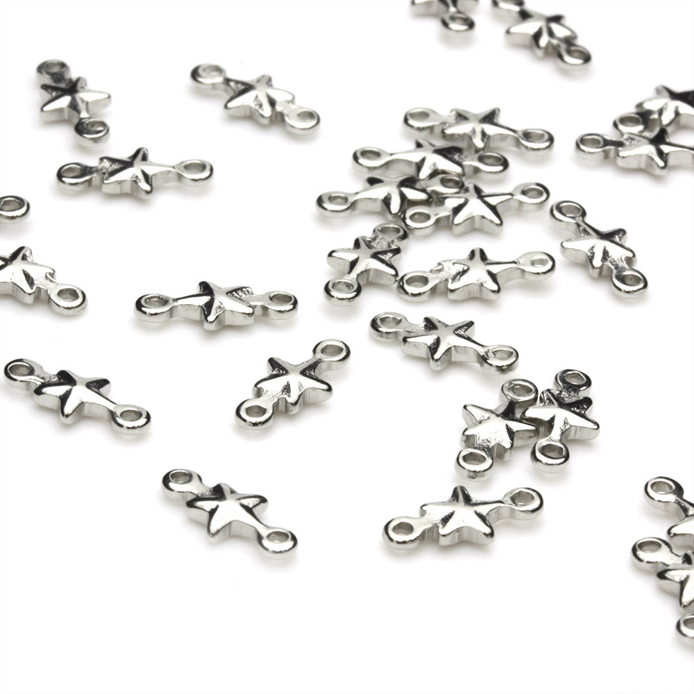Tiny Connector Silver Plated Metal Star 5mm-Pack of 50