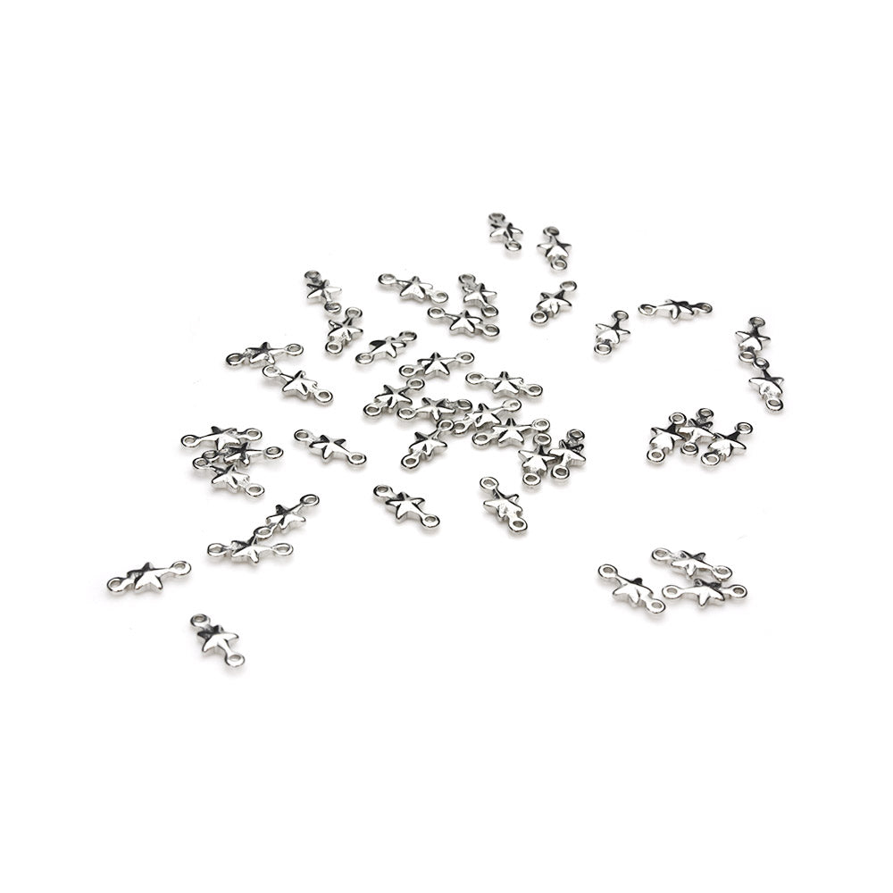 Tiny Connector Silver Plated Metal Star 5mm-Pack of 50