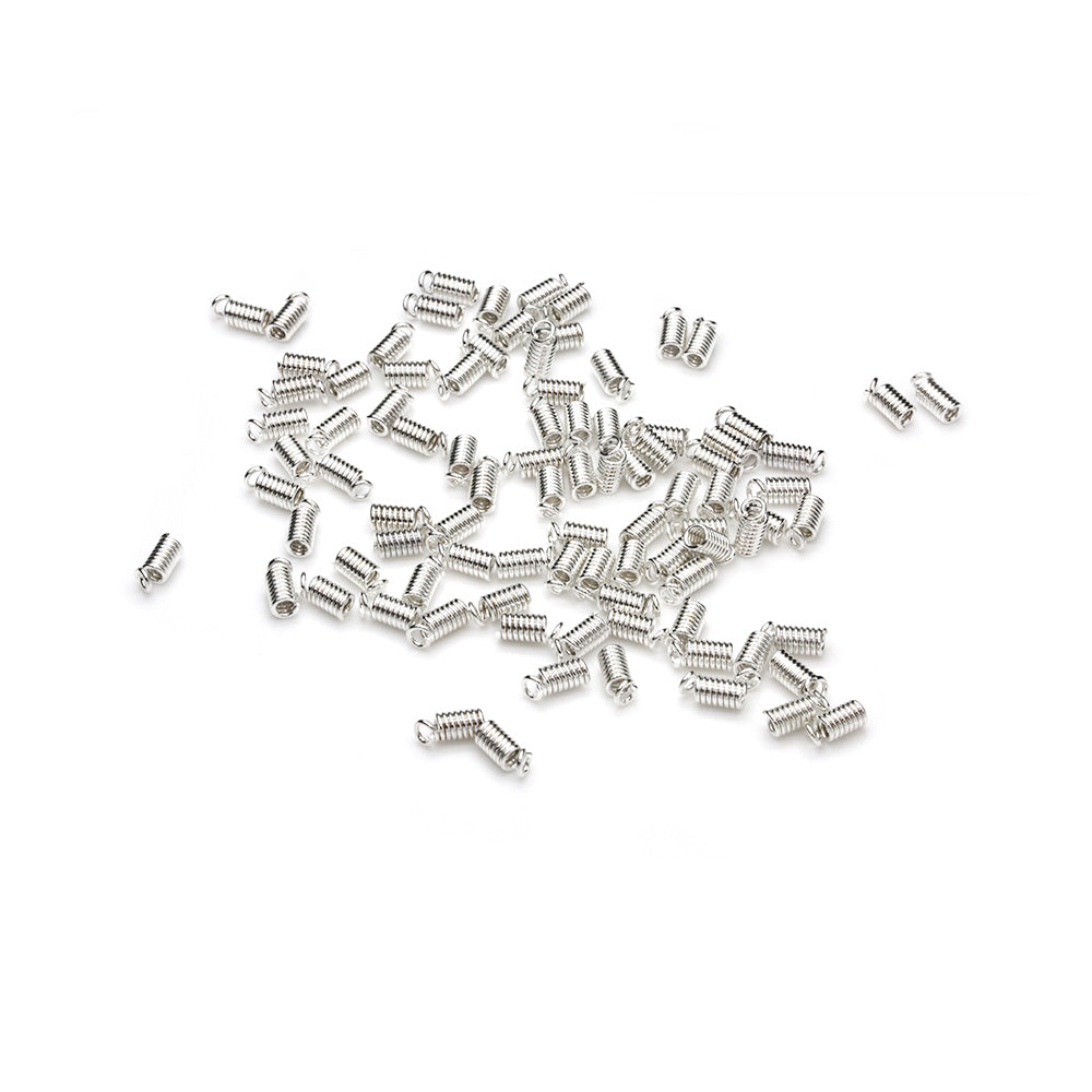 Leather Crimp Round Small Silver Plated 6x2.5mm-Pack of 100