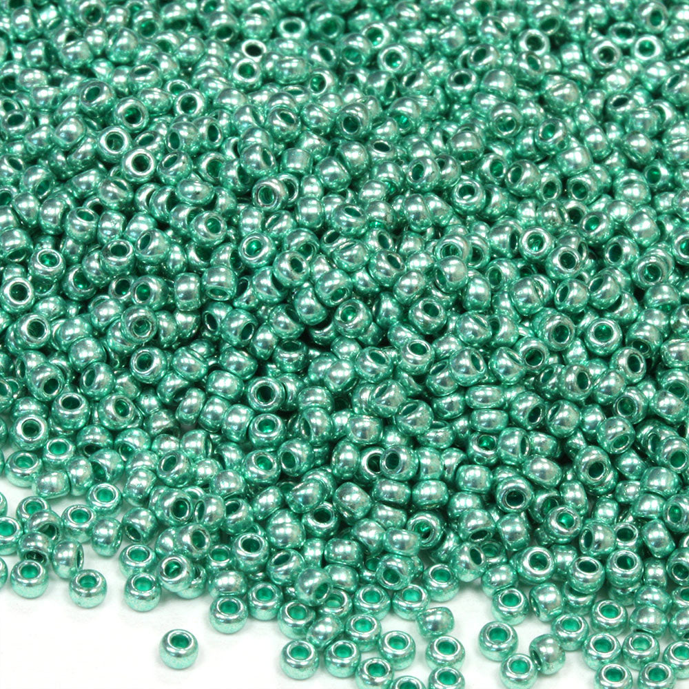 Czech Metallic Bright Green Rocaille/Seed 11/0-Pack of 50g