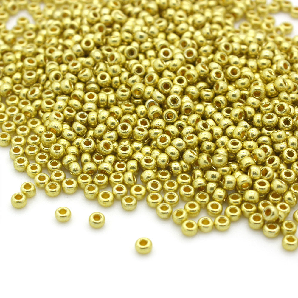 Czech Gold Plated Glass Rocaille/Seed 8/0-Pack of 50g