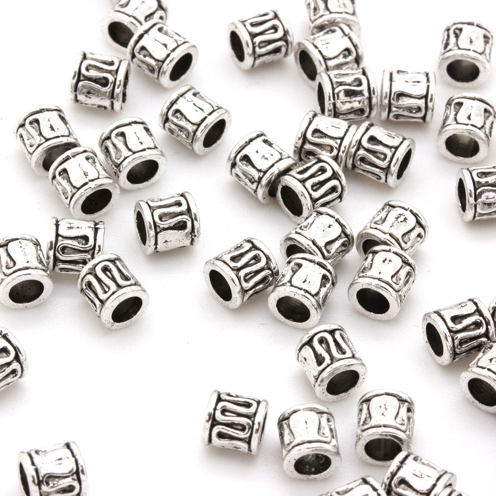 Tiny Spacer Tube Antique Silver 5mm - Pack of 100