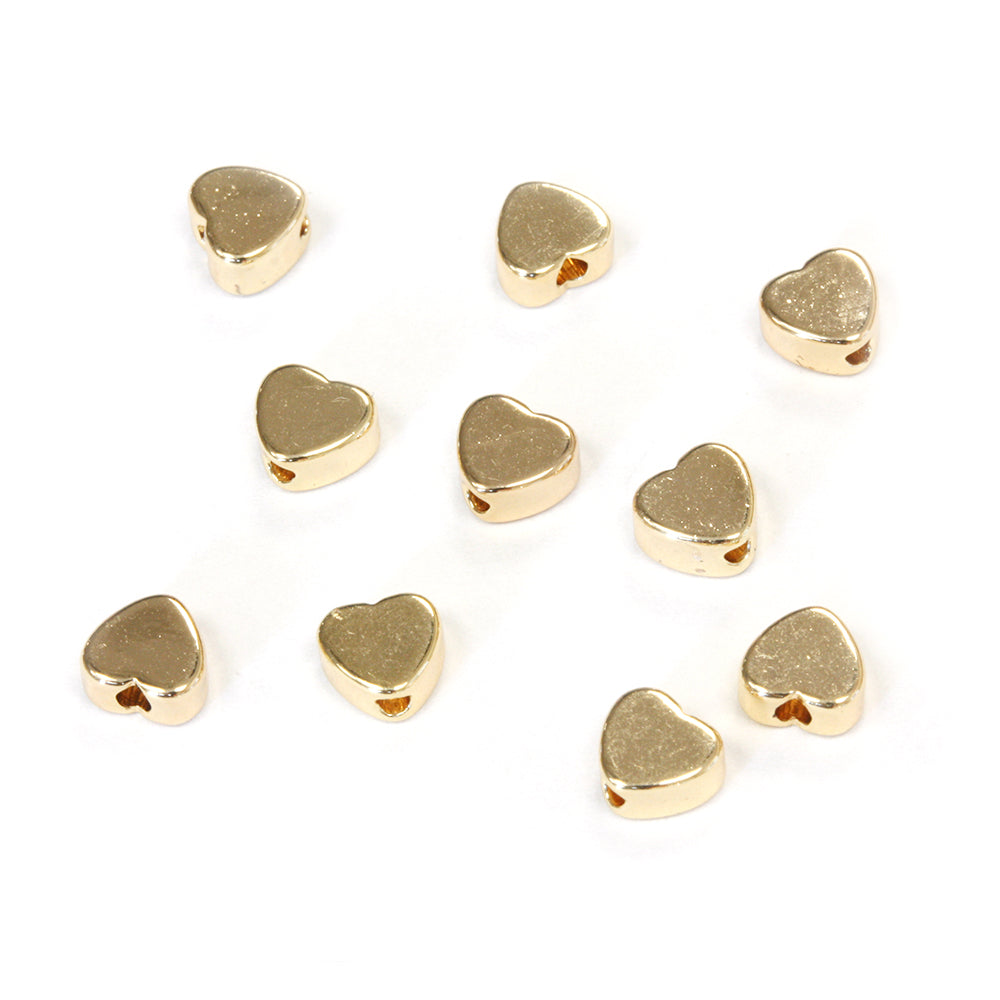 Chunky Heart Spacer Bead Gold Plated 5mm - Pack of 10