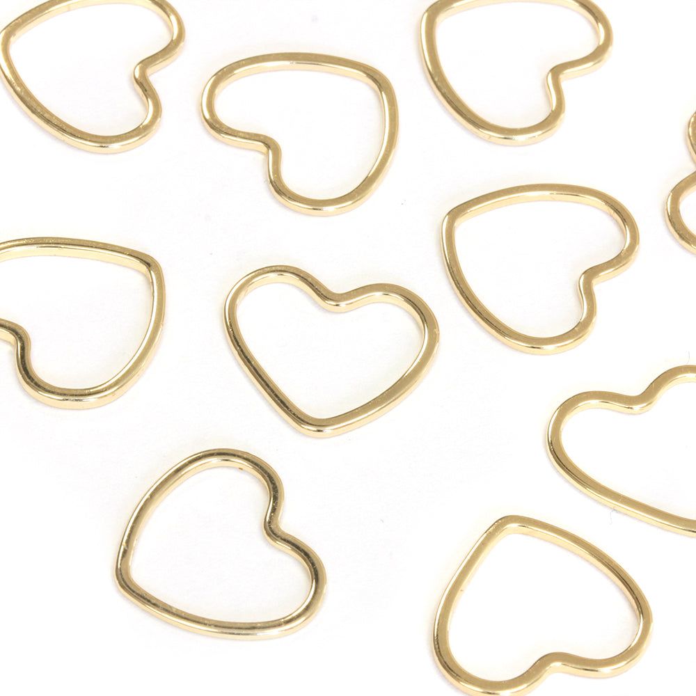 Open Heart Links Gold Plated 14x15mm - Pack of 10