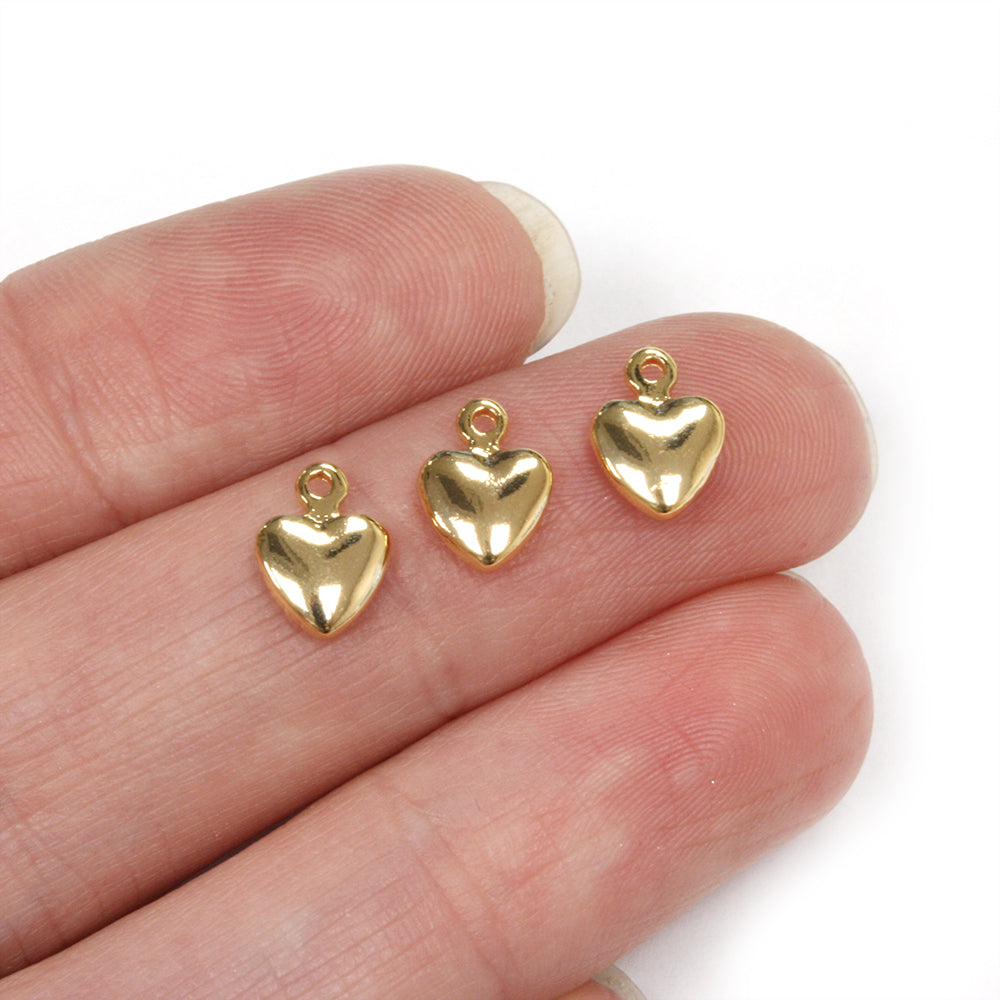 Heart Drop Gold Plated 7x9mm - Pack of 10