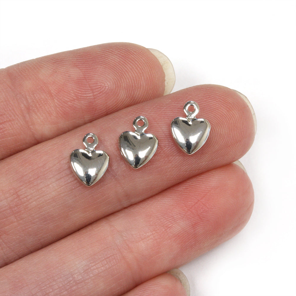 Heart Drop Silver Plated 7x9mm - Pack of 10