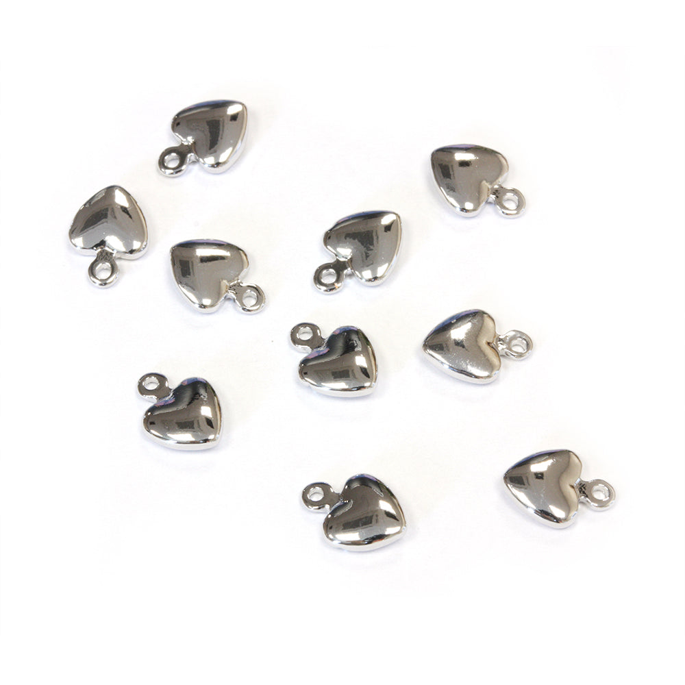 Heart Drop Silver Plated 7x9mm - Pack of 10