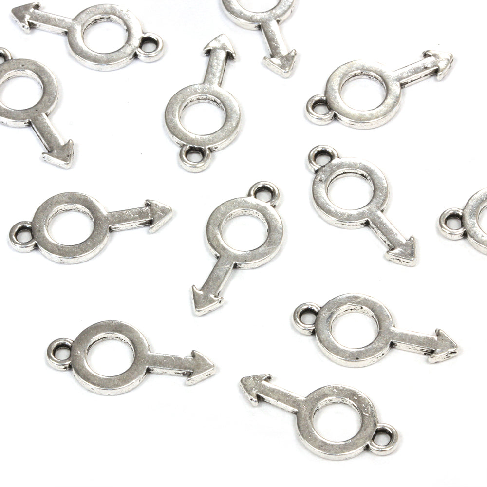 Male Symbol Charm Antique Silver 9x15mm - Pack of 50