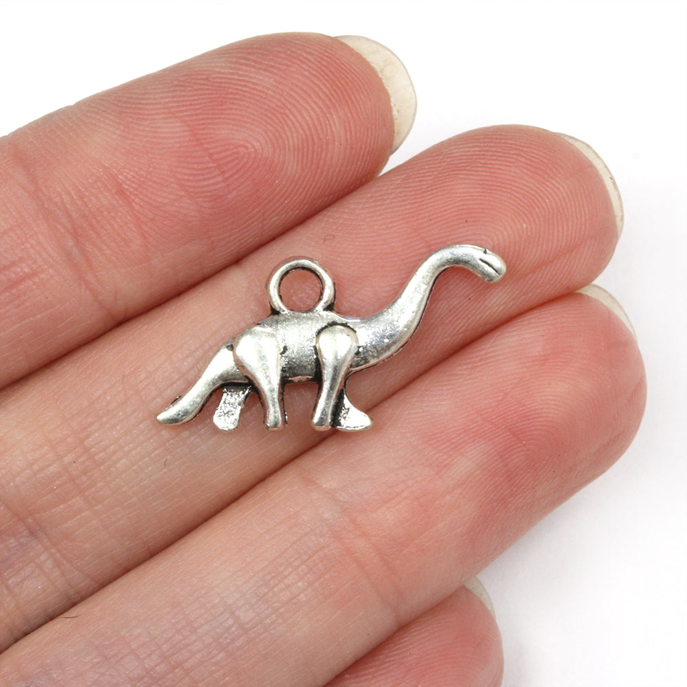 Dinosaur Charm Silver Plated 26x14mm - Pack of 20