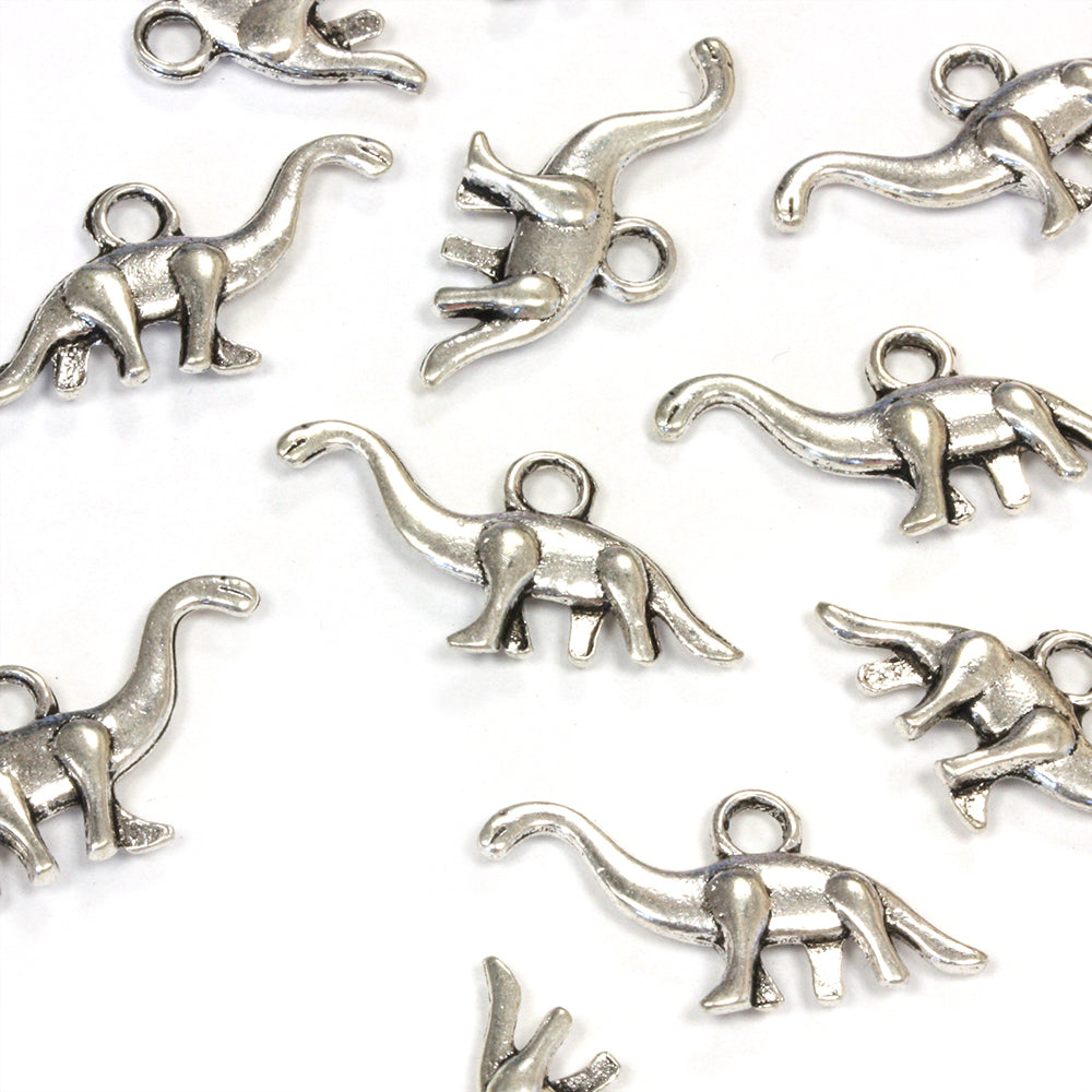 Dinosaur Charm Silver Plated 26x14mm - Pack of 20