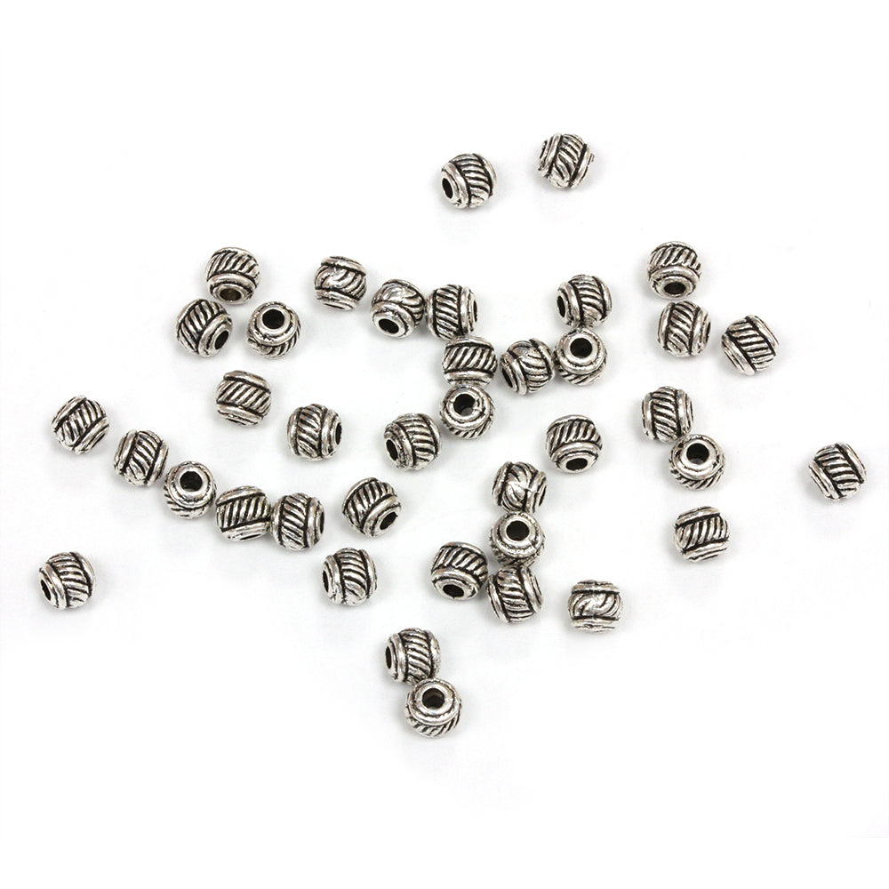 Rope Spacer Bead Antique Silver 5mm - Pack of 100