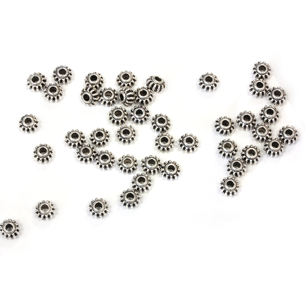 Ridged Spacer Bead Antique Silver 4x6mm - Pack of 100