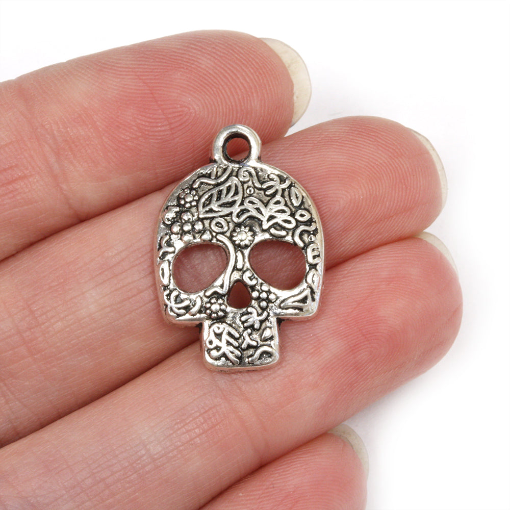 Decorative Skull Antique Silver 24x16mm - Pack of 20
