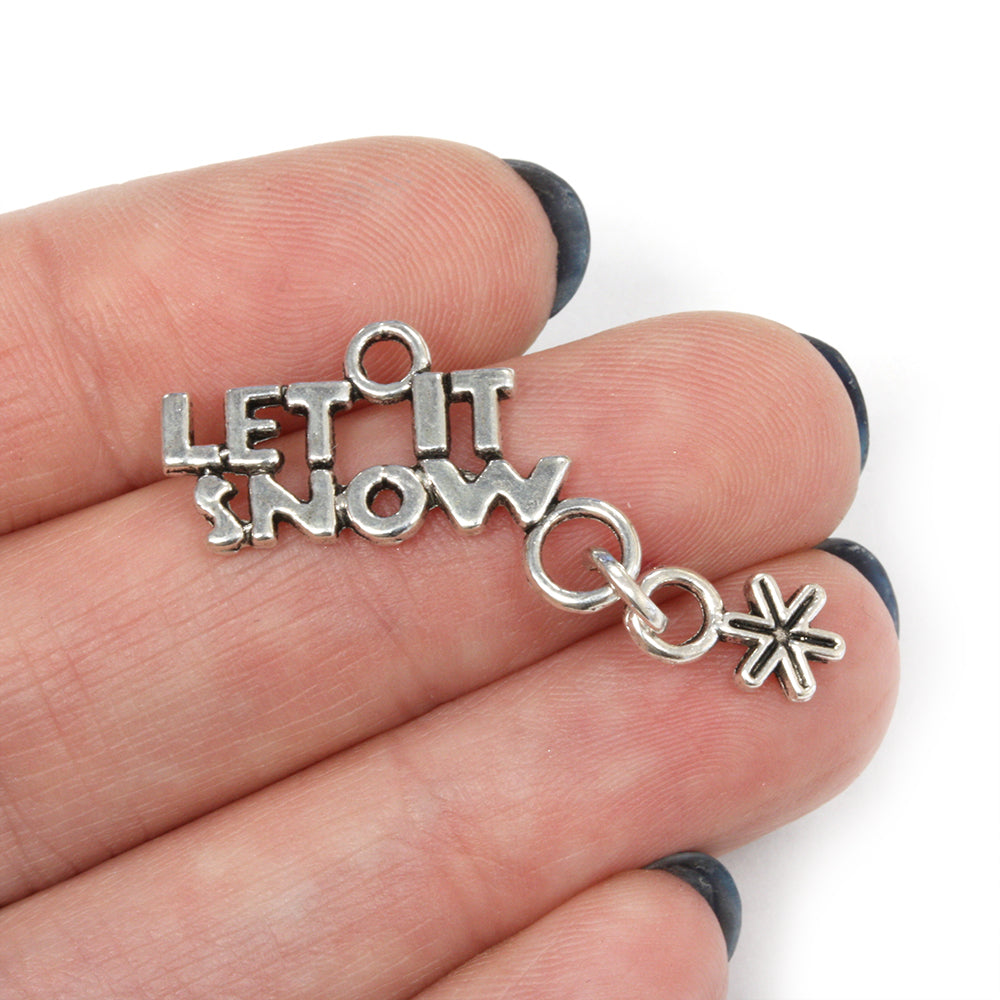 Let it Snow Antique Silver 23x30mm - Pack of 10