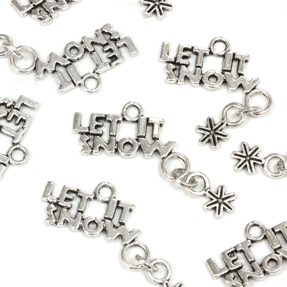 Let it Snow Antique Silver 23x30mm - Pack of 10