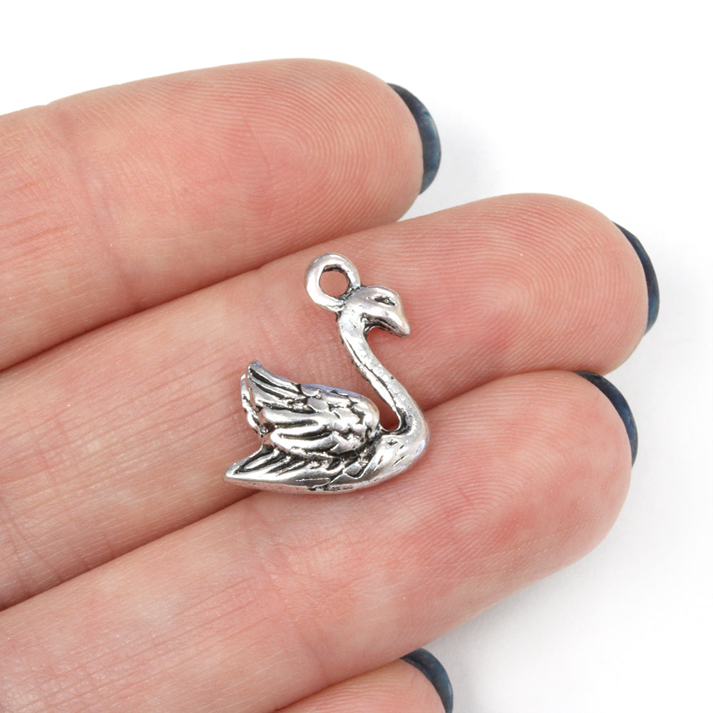 Swan Antique Silver 16x15mm - Pack of 10
