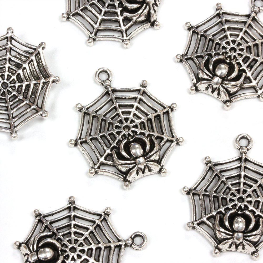 Spider Web Antique Silver 30x27mm - Pack of 10