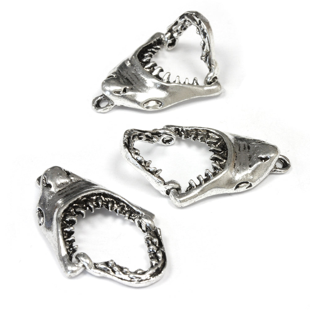 Shark Jaw Antique Silver 29x18mm - Pack of 10