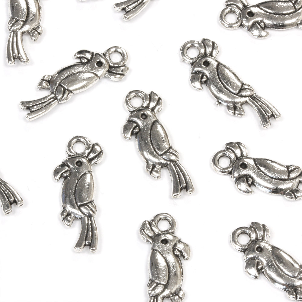 Parrot Antique Silver 20x8mm - Pack of 50