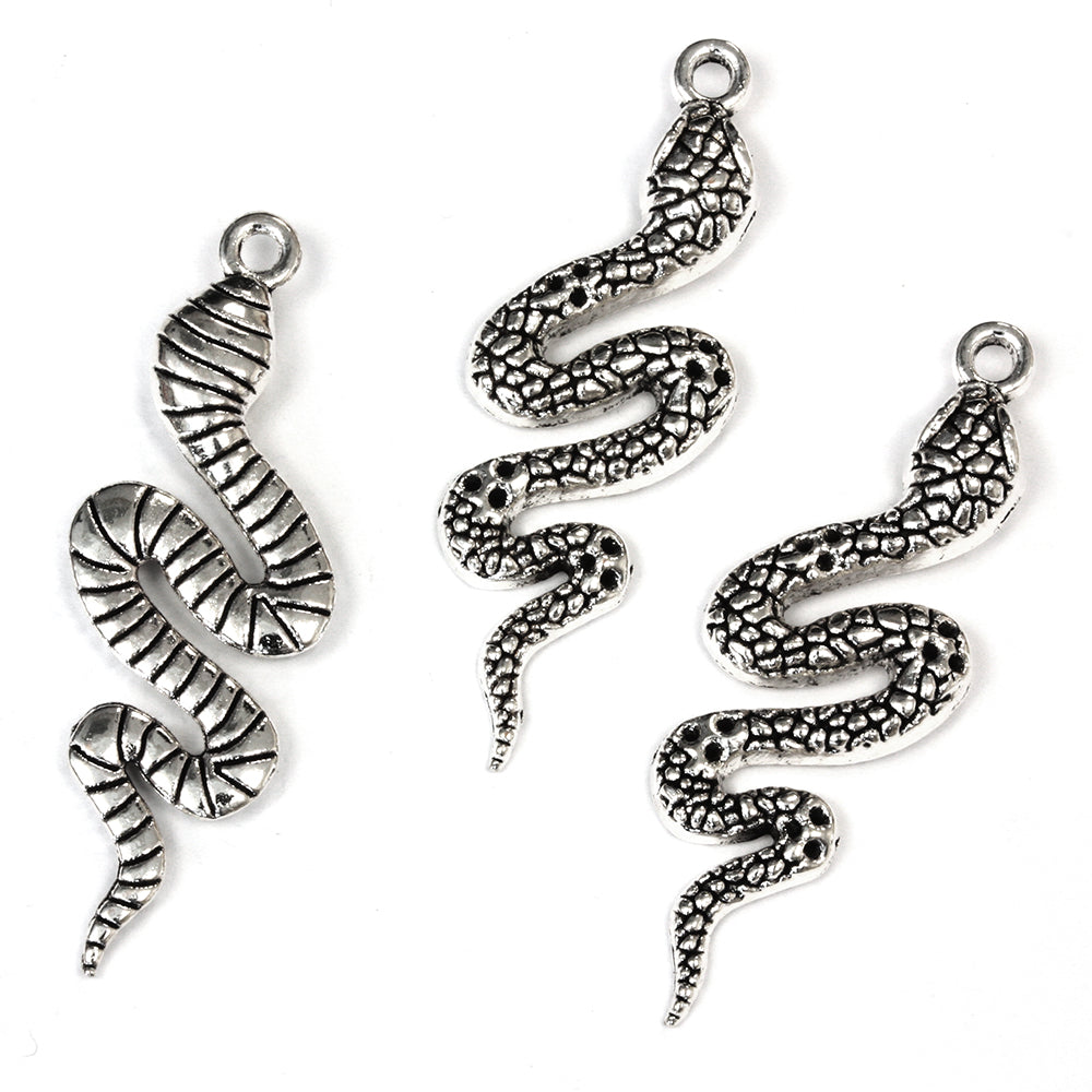 Snake Pendant Antique Silver 14.5x43mm - Pack of 10