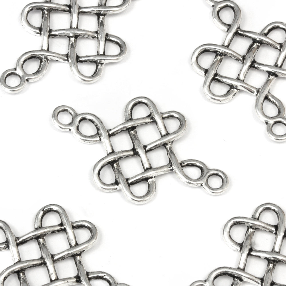 Woven Cross Link Antique Silver 18x31mm - Pack of 20