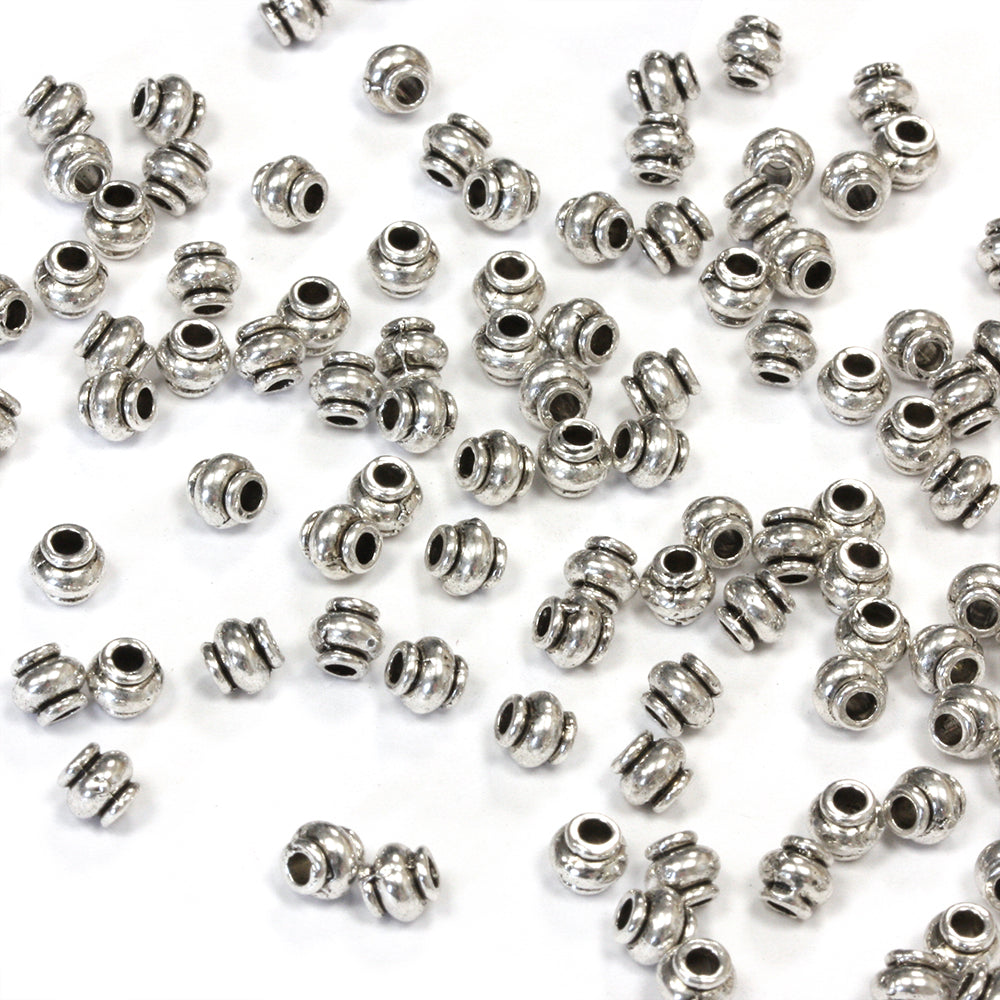 Lantern Spacer Bead Antique Silver 4x4.5mm - Pack of 150