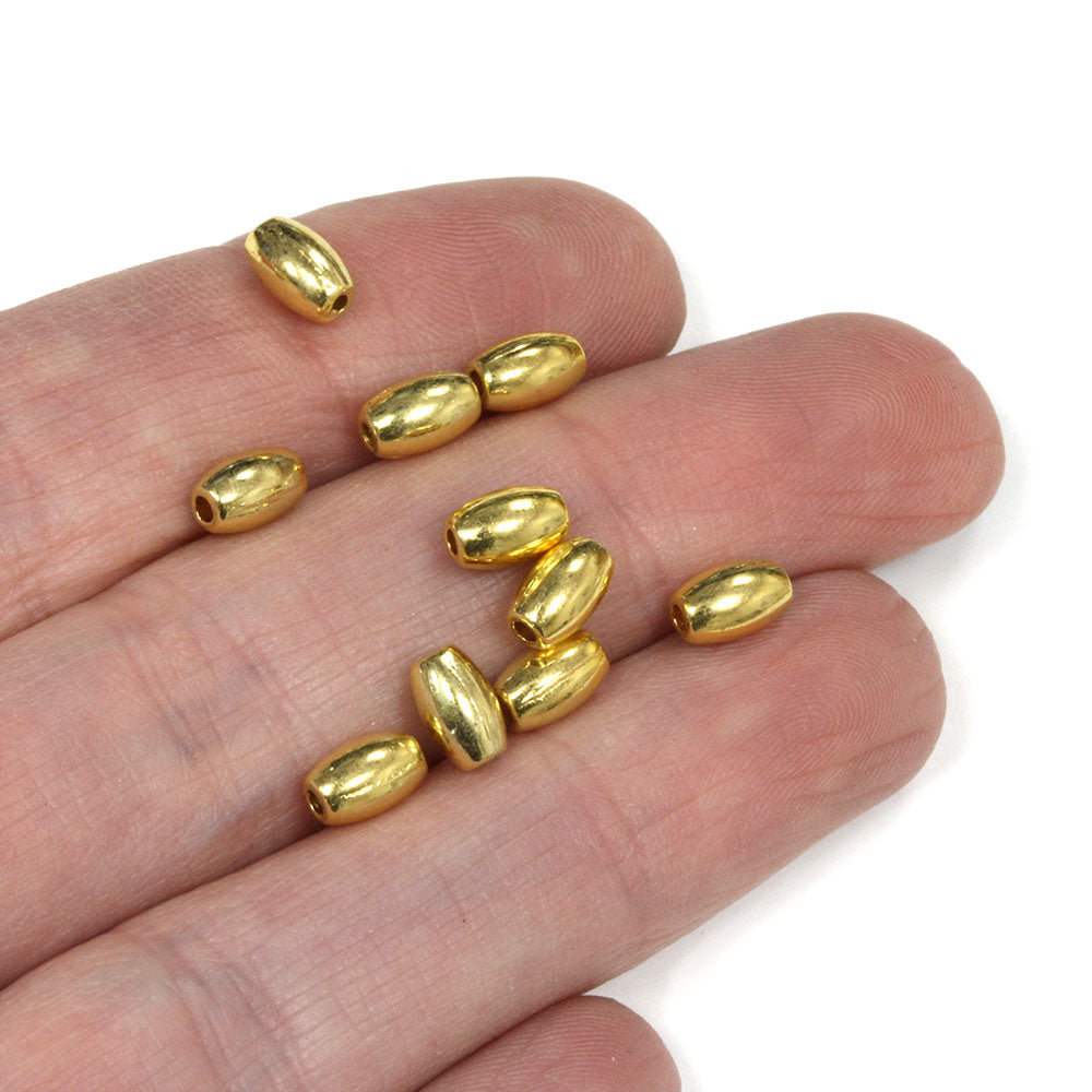 4mm Gold Plated Round Smooth Spacer Beads - Metal Alloy Findings For Jewelry Craft Beading