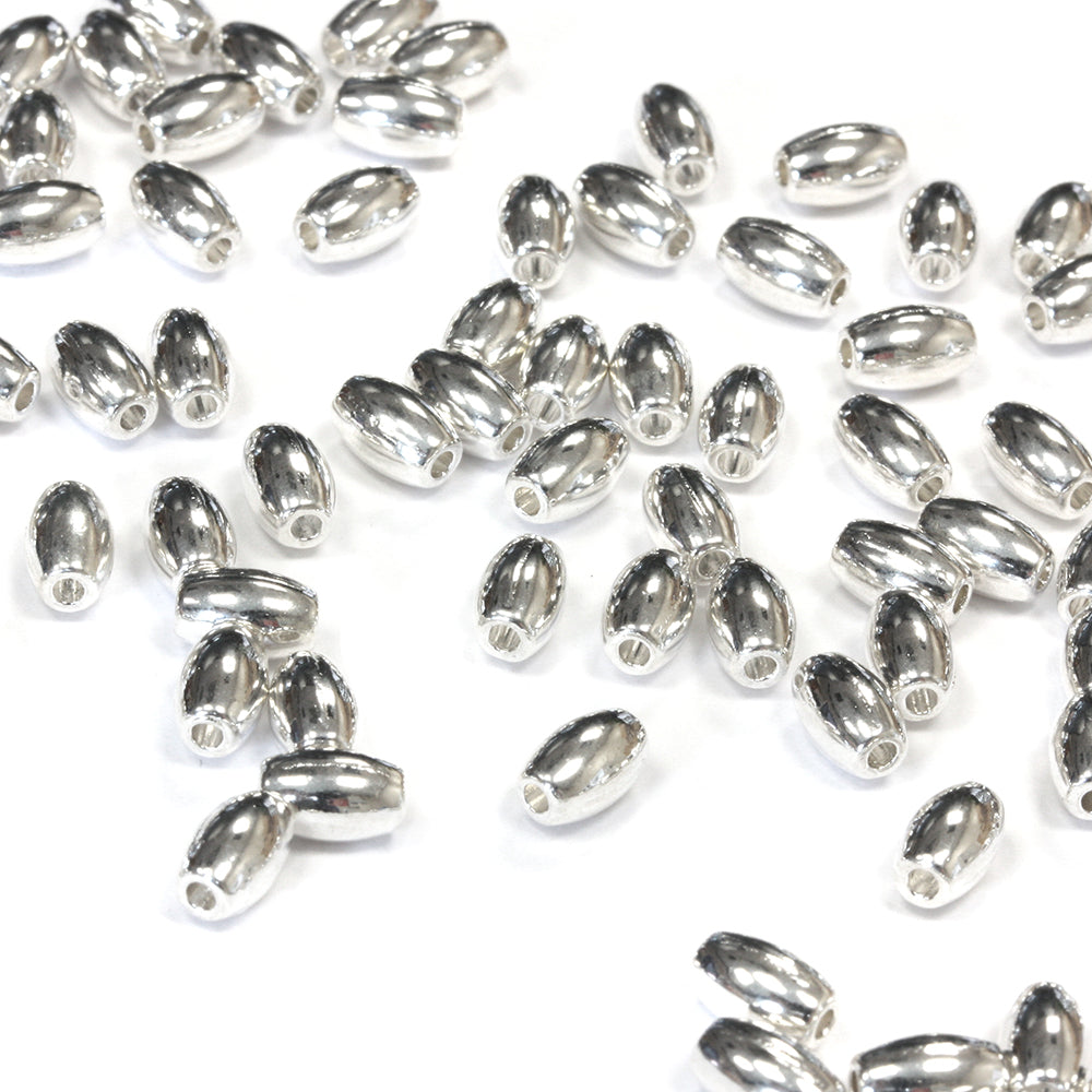 Small Oval Spacer Bead Silver Plated 4x6mm - Pack of 150
