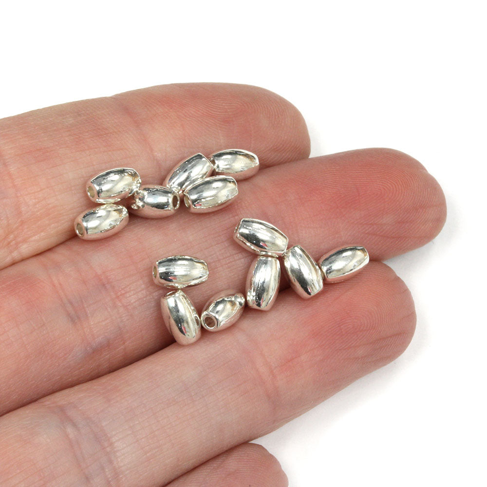 Small Oval Spacer Bead Silver Plated 4x6mm - Pack of 150