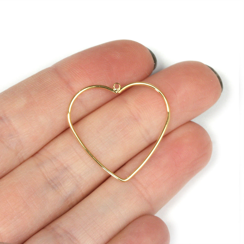 Open Heart Drop 26mm Gold Plated - Pack of 10