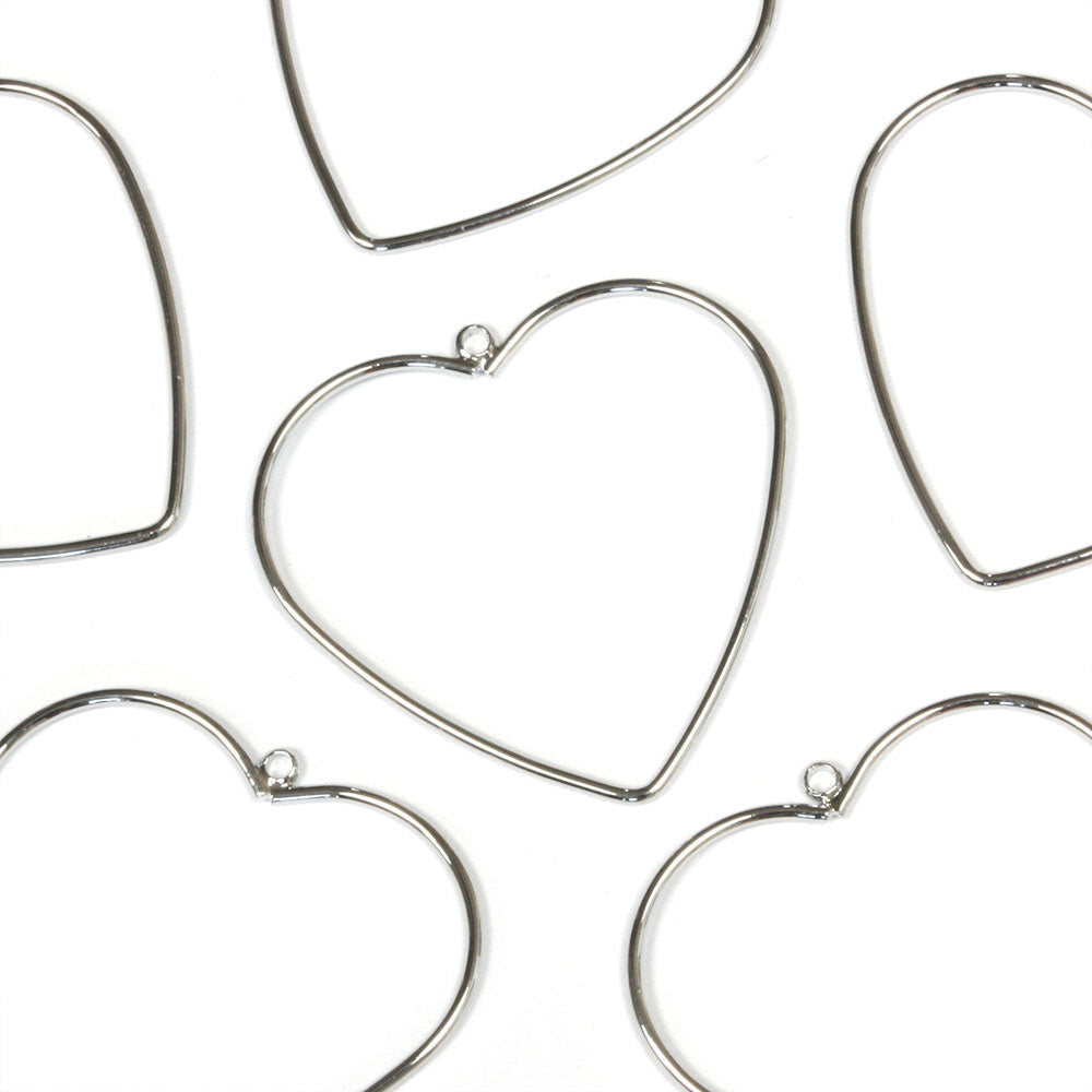 Open Heart Drop 26mm Silver Plated - Pack of 10