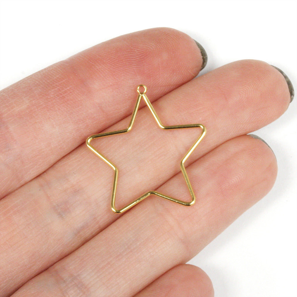 Open Star Drop 23x25mm Gold Plated - Pack of 10