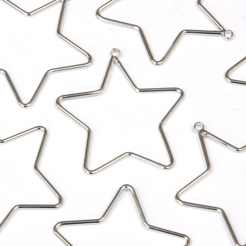 Open Star Drop 23x25mm Silver Plated - Pack of 10